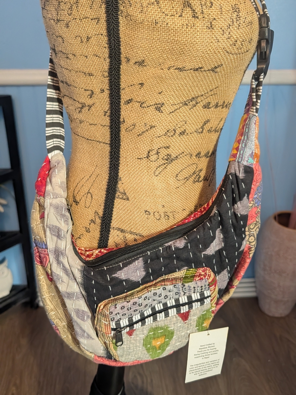 Handcrafted Multicolor Patchwork Kantha Crossbody Shoulder Bag